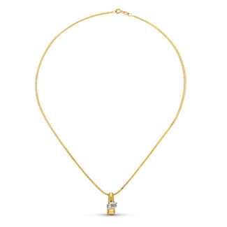 18K COLGANTE ORO AMARILLO BRILLANTE 16X7 MM 0,04 QTS, CADENA 40