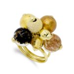 18K SORTIJA ORO AMARILLO BOLAS CRISTAL MURANO, ANCHO: 20 MM