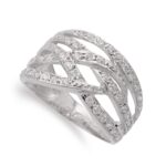 18K SORTIJA ORO BLANCO BANDAS CON CIRCONITA ANCHO 12 MM CUERPO 4 MM