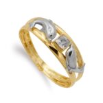 18K SORTIJA ORO BICOLOR DOBLE CUERPO CON DELFINES Y CRICONITAS, ANCHO: 6 MM