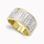 18K SORTIJA ORO BICOLOR GRECA Y CIRCONITAS, ANCHO: 10,5 MM