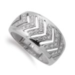 18K SORTIJA ORO BLANCO MOTIVOS CON CIRCONITAS, ANCHO: 11 MM