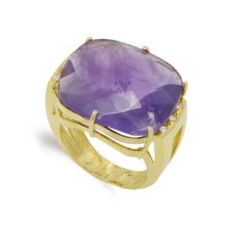 18K SORTIJA ORO AMARILLO PIEDRA DE COLOR GARRAS, 20 X 18 MM