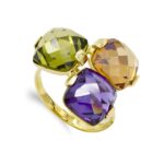 18K SORTIJA ORO AMARILLO CON PIEDRAS DE COLOR, ANCHO: 20,5 MM