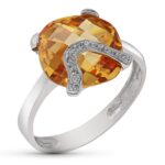 18K SORTIJA ORO BLANCO PIEDRA CON TOPACIO Y CIRCONITAS, ANCHO: 12 X 12MM