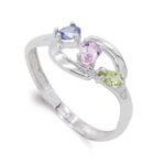 18K SORTIJA ORO BLANCO CON CIRCONITA DE COLORES, ANCHO: 8 MM