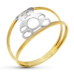 18K SORTIJA ORO BICOLOR DOS CUERPOS CON OSO, ANCHO CUERPO: 10 MM