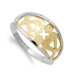 18K SORTIJA ORO BICOLOR MOTIVOS CALADOS, ANCHO: 11 MM