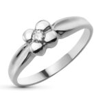 18K SORTIJA ORO BLANCO DIAMANTE TALLA BRILLANTE 0,100 QTS, ANCHO: 6,5 MM