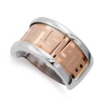 18K SORTIJA ORO BICOLOR CON GRECA, ANCHO: 10,5 MM