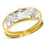 18K SORTIJA ORO BICOLOR DOBLE CUERPO CON MOTIVO CALADO, ANCHO: 6,5 MM