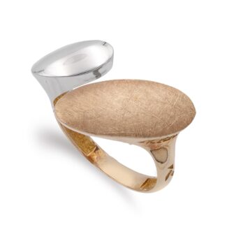 18K SORTIJA ORO BICOLOR MOTIVOS OVALES ANCHO 23X14 MM