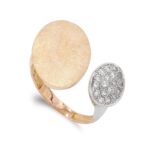 18K SORTIJA ORO BICOLOR ROSA Y BLANCO ABIERTA AJUSTABLE CON CIRCONITAS, ANCHO: 11MM