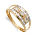 18K SORTIJA ORO BICOLOR DOBLE CUERPO CON CIRCONITAS, ANCHO: 7 MM