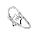 18K SORTIJA ORO BLANCO ESTRELLA 9X9 MM Y CIRCONITA ANCHO MOTIVO 11 MM