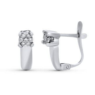 18K PENDIENTES ORO BLANCO DIAMANTES NATURALES 0,100 QTES SI-H, MEDIDA: 13 X 4 MM CIERRE CATALAN