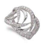 18K SORTIJA ORO BLANCO MOTIVOS CON CIRCONITA ANCHO 17 MM
