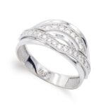 18K SORTIJA ORO BLANCO CALADA CON CIRCONITAS, ANCHO: 10 MM