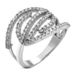 18K SORTIJA ORO BLANCO CON CIRCONITAS, ANCHO: 14 MM