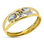 18K SORTIJA ORO BICOLOR DOBLE CUERPO CON CIRCONITA OVALES, ANCHO: 6,5 MM