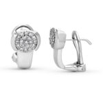 18K PENDIENTES ORO BLANCO 38 DIAMANTES NATURALES 0,35 QTS SI-H, CIERRE OMEGA 14,5X9 MM