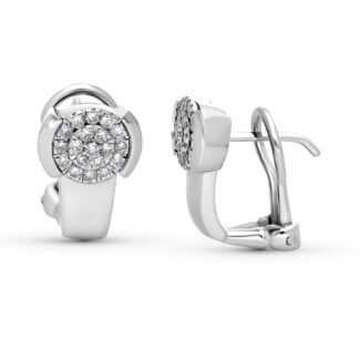 18K PENDIENTES ORO BLANCO 38 DIAMANTES NATURALES 0,35 QTS SI-H, CIERRE OMEGA 14,5X9 MM