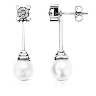 18K PENDIENTES ORO BLANCO AUSTRALIANA DIAMANTES NATURALES 0,25 QTS, SI-H, MEDIDA: 30X9 MM CIERRE PRESION