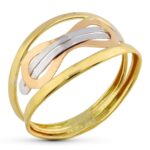 18K SORTIJA ORO TRICOLOR BANDAS CON MOTIVO INFINITO