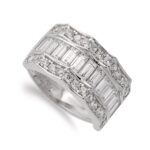 18K SORTIJA ORO BLANCO PIEDRAS Y CIRCONITAS, ANCHO 11 MM