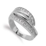 18K SORTIJA ORO BLANCO CON CIRCONITAS, ANCHO 10 MM