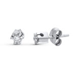 18K PENDIENTES ORO BLANCO DIAMANTES TALLA BRILLANTE 0,20 QTS, 5X5 MM CIERRE PRESION