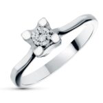 18K SOLITARIO ORO BLANCO DIAMANTE 0,18 QTS, ANCHO: 5,5 MM