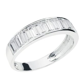 9K SORTIJA ORO BLANCO CON CIRCONITA EN CARRIL, ANCHO: 4,5 MM