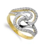 18K SORTIJA ORO BICOLOR CON CIRCONITAS, ANCHO: 15 MM