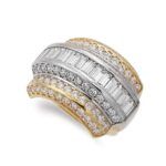 18K SORTIJA ORO BICOLOR CON CIRCONITA Y BARRITAS, ANCHO: 17,5MM