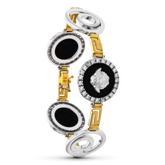 18K PULSERA ORO BICOLOR MEDUSAS CIRCONITAS