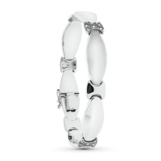 18K PULSERA ORO BLANCO MATE Y BRILLO 19,5 CM