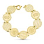 18K PULSERA ORO AMARILLO MONEDA LASER, 20CM