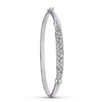 18K PULSERA ORO BLANCO MEDIA CAÑA CIRCONITAS