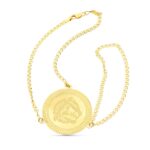 18K PULSERA ORO AMARILLO INDIA CON MONEDA GRECA LASER MATIZADA
