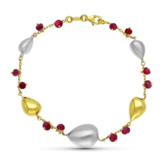 18K PULSERA ORO BICOLOR Y PIEDRAS DE COLORES