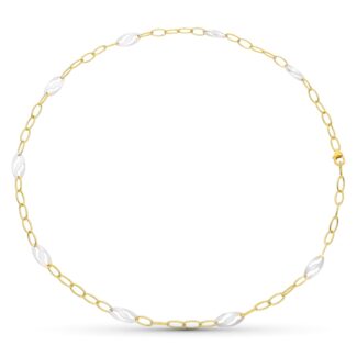 18K GARGANTILLA ORO BICOLOR MOTIVOS OVALES