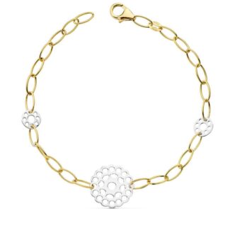 18K PULSERA BICOLOR MOTIVOS 19CM 4,00 GR