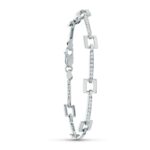 18K PULSERA ORO BLANCO CUADRADOS Y BARRAS CIRCONITAS