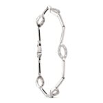 18K PULSERA ORO BLANCO BARRAS Y OVALOS CON CIRCONITA 19,5CM