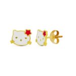 18K PENDIENTES ORO AMARILLO BUHO, 8X6 MM CIERRE PRESION