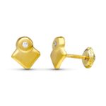 18K PENDIENTES ORO AMARILLO ROMBOS 7X7 MM CIERRE TUERCA