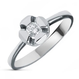 18K SOLITARIO ORO BLANCO DIAMANTE TALLA BRILLANTE 0,20 QTS, ANCHO: 6MM, ALTO: 6MM