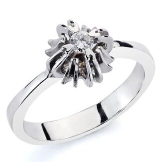 18K SOLITARIO ORO BLANCO DIAMANTE TALLA BRILLANTE 0,100 QTS, ANCHO: 9MM, ALTO: 7MM