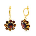 18K PENDIENTES ORO AMARILLO DE GRANATE 30X16 MM CIERRE GANCHO